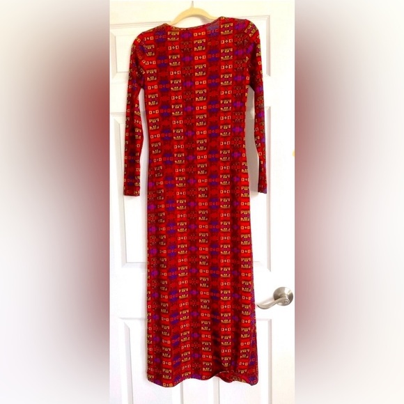 VINTAGE Alberta Ferretti MIX PRINT Long Sleeve MAXI DRESS “ GRUNGE VIBE” - Picture 2 of 11